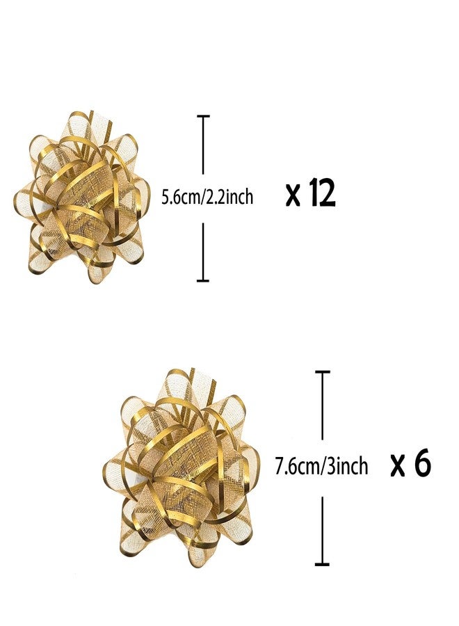 زويو مجموعة أقواس هدايا ذهبية من زويو، 18 قطعة من الأقواس ذاتية اللصق، لتزيين سلال وحقائب الهدايا في عيد الميلاد، وأعياد الميلاد، وحفلات التخرج، وحفلات الزفاف، والحفلات. - Image 2